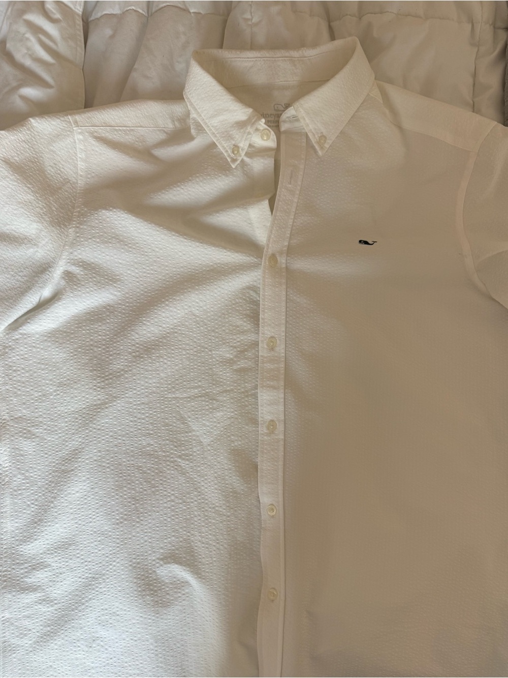 Vineyard Vines White Textured Button-Down Shirt